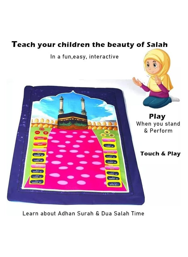 UMEOX MT20 Kids Interactive Prayer Mat Electronic Islamic Educational Prayer Rug for Children, Touch Sensitive Salah Learning Mat with Quran Surahs, Duas, Adhan, Wudu Guide, Multi-Language Support, Waterproof & Washable Islamic Gift Mini 100X60CM - Image 4